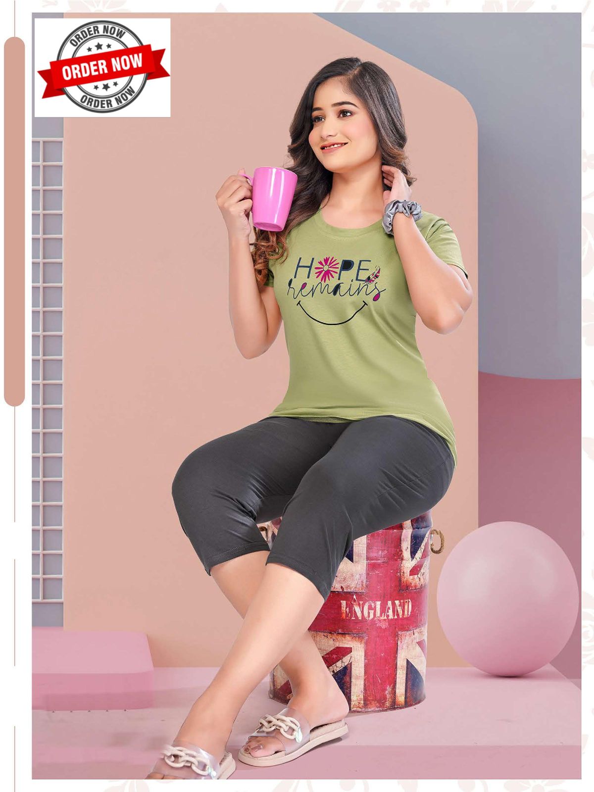 Vol At2590 Shinker Hosiery Cotton Summer Special Capri Night Suit Wholesale Online
